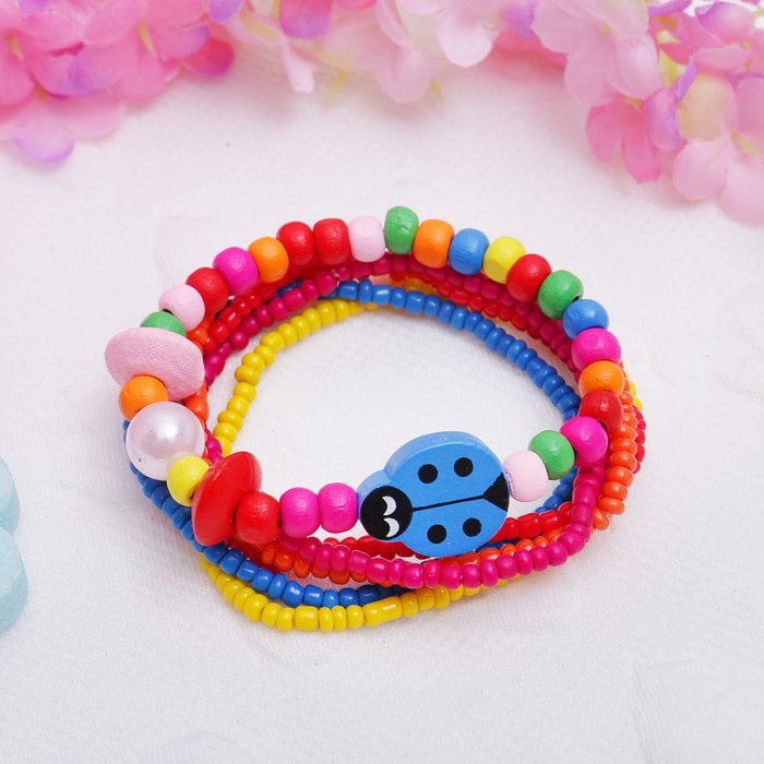 Браслет детский "Выбражулька" с лентой божья коровка, цвет МИКС