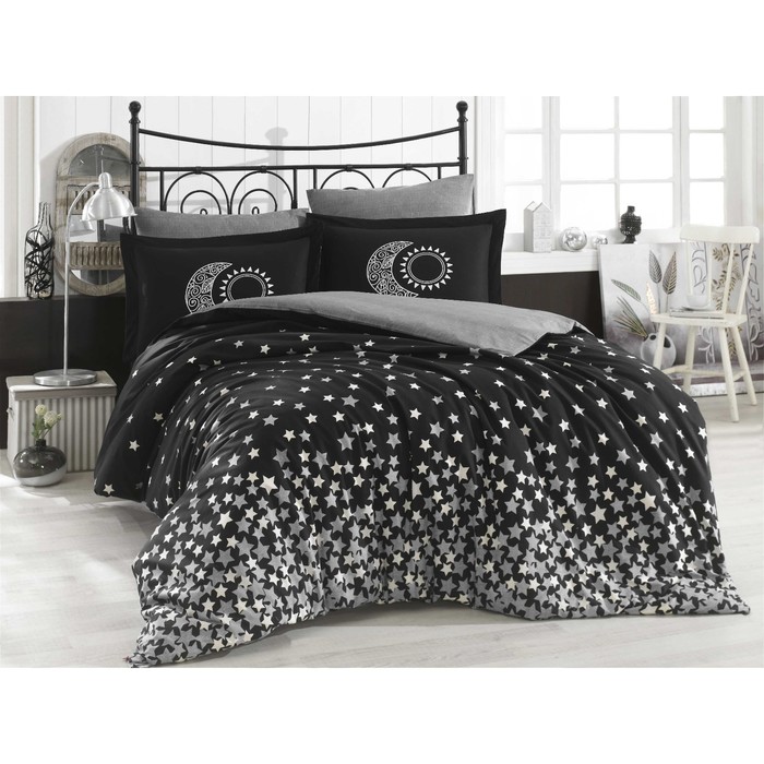 КПБ Stars 2 сп, 240х260 см, 200х220 см, 50х70 см, 70х70 см по 2 шт., поплин, чёрный