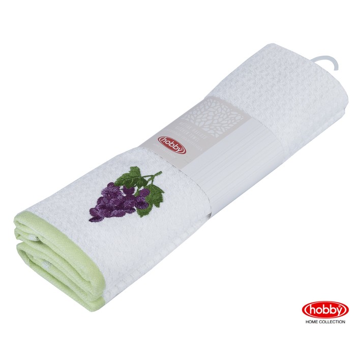 Набор полотенец CANDY, размер 40х60 см-2 шт., цвет зелёный/белый, махра 350 г/м2