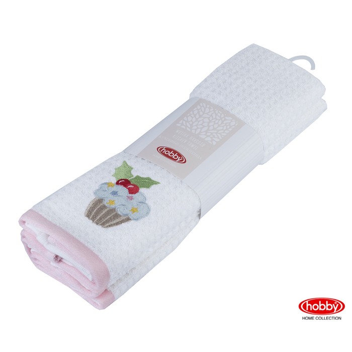 Набор полотенец CANDY, размер 40х60 см-2 шт., цвет розовый/белый, махра 350 г/м2