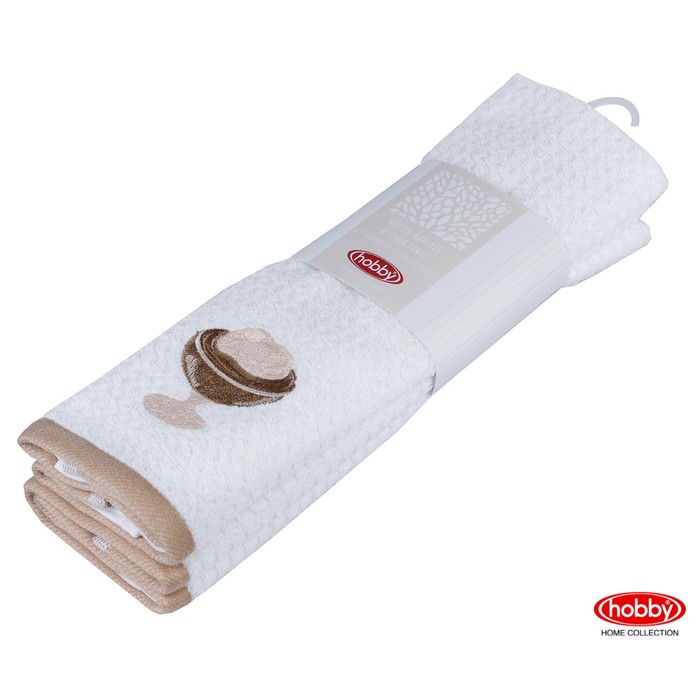 Набор полотенец CANDY, размер 40х60 см-2 шт., цвет светло-коричневый/белый, махра 350 г/м2