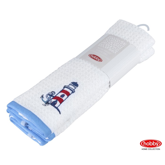 Набор полотенец CANDY, размер 40х60 см-2 шт., цвет синий/белый, махра 350 г/м2