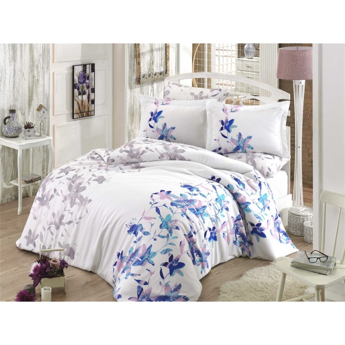 КПБ LUCIA 2 сп., 240х260 см, 200х220 см,  50х70 см, 70х70 см по 2 шт.. сатин, синий