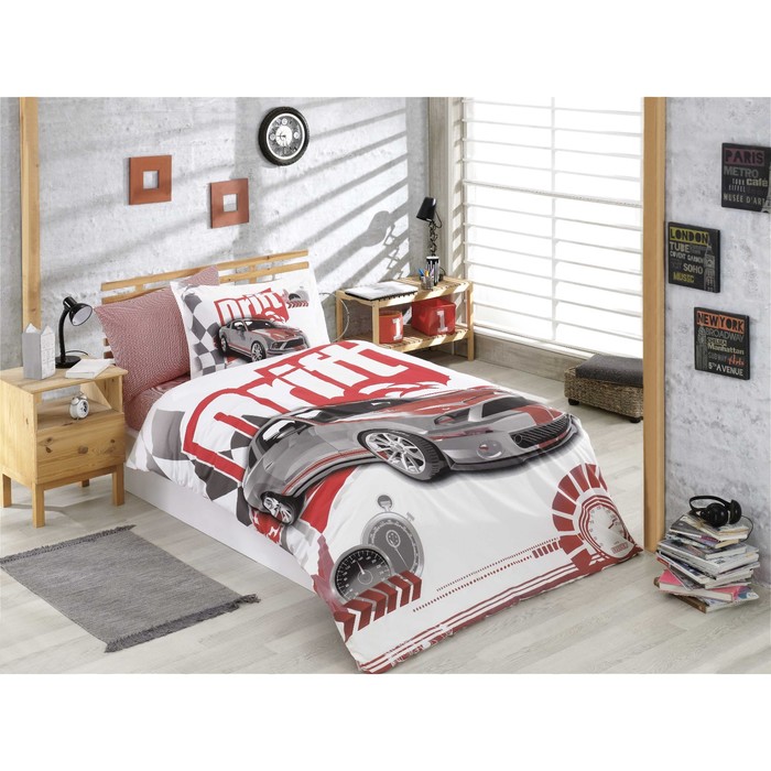 КПБ DRIFT 1,5 сп., 160х240 см, 160х220 см, 50х70 см, 70х70 см по 1 шт., поплин, бордовый