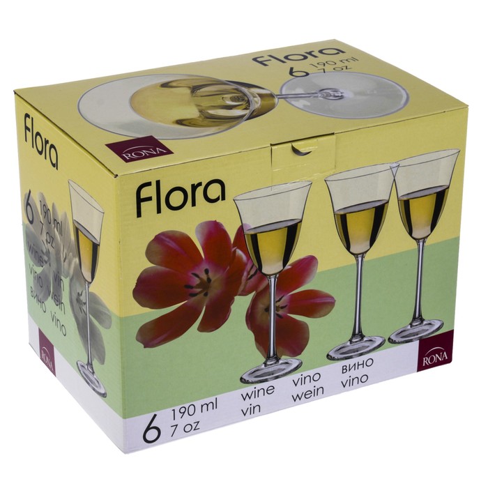 Набор бокалов для вина 190 мл "Флора", 6 шт