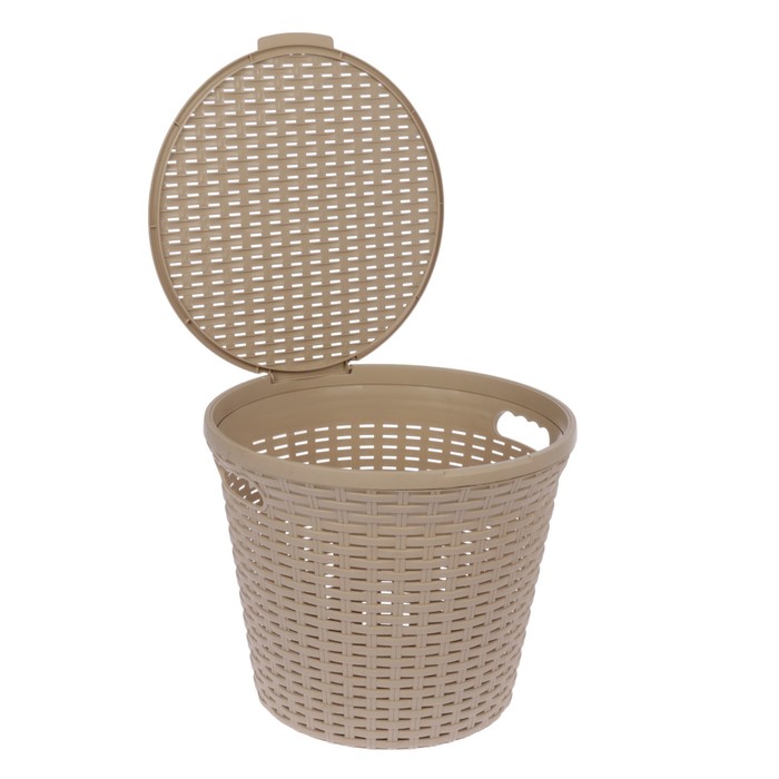 Корзина белья круглая с крышкой 20 л "Ротанг", цвет латте