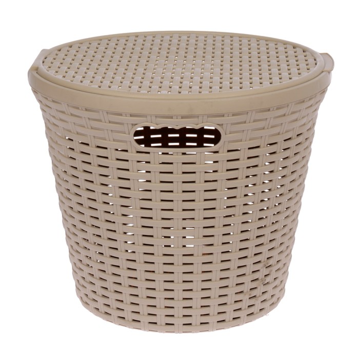 Корзина белья круглая с крышкой 20 л "Ротанг", цвет латте
