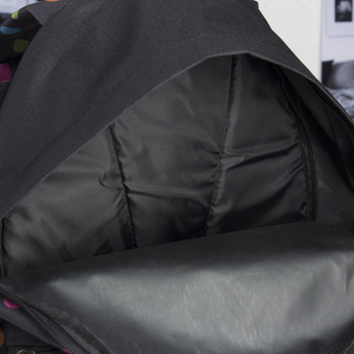 Рюкзак молодёжный, отдел на молнии, наружный карман, цвет чёрный/цветной горох