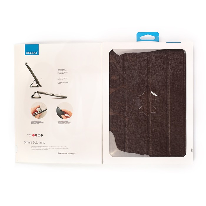 Чехол-подставка Deppa Ultra Cover leather и защитная пленка для Apple iPad AIR, коричневый