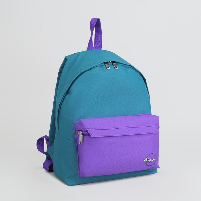 Рюкзак молодёжный, отдел на молнии, наружный карман, цвет морской/сиреневый