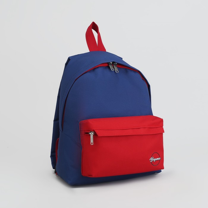 Рюкзак молодёжный, отдел на молнии, наружный карман, цвет синий/красный