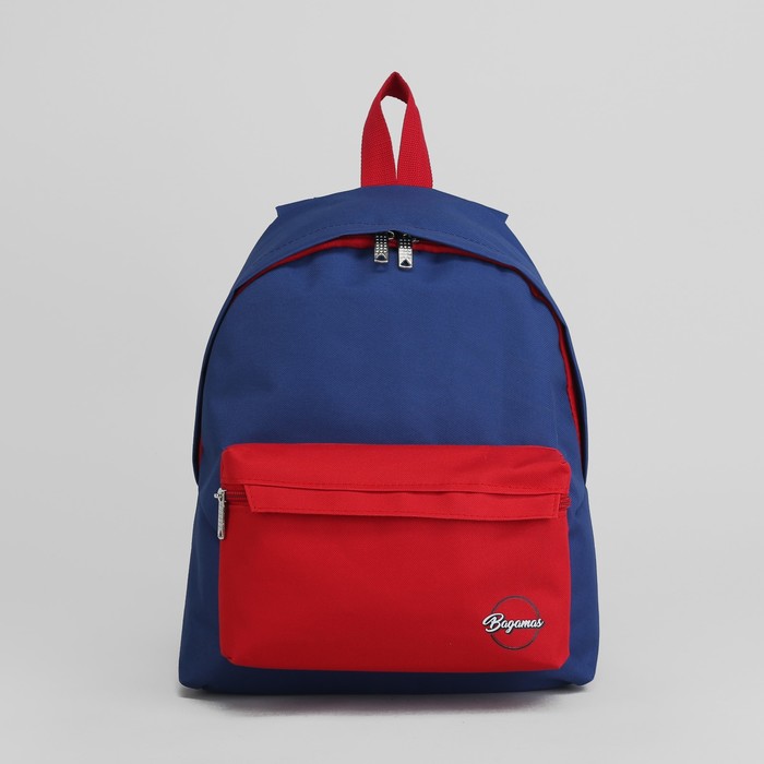 Рюкзак молодёжный, отдел на молнии, наружный карман, цвет синий/красный
