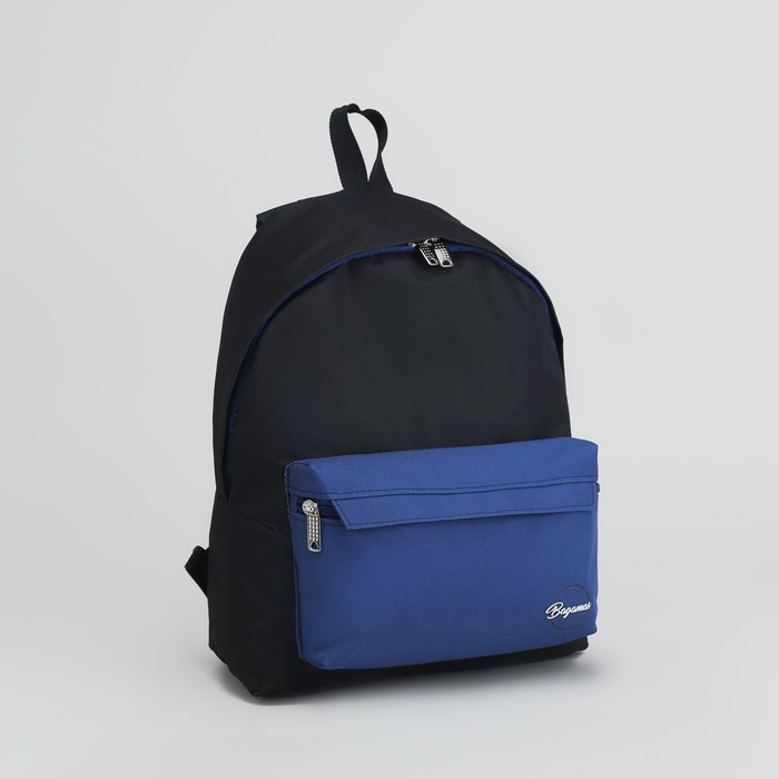 Рюкзак молодёжный, отдел на молнии, наружный карман, цвет чёрный/синий