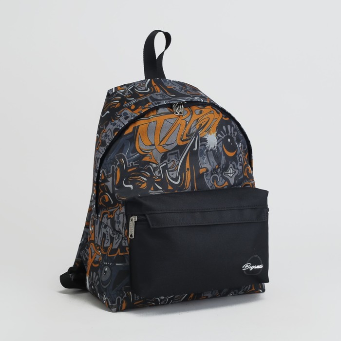 Рюкзак молодёжный "Абстракция", отдел на молнии, наружный карман, цвет чёрный/оранжевый
