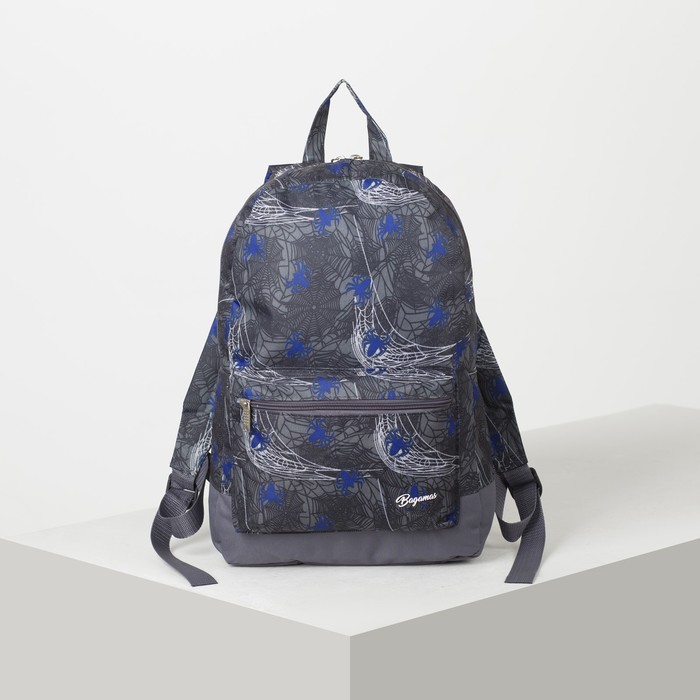 Рюкзак молодёжный "Паук", отдел на молнии, наружный карман, цвет серый