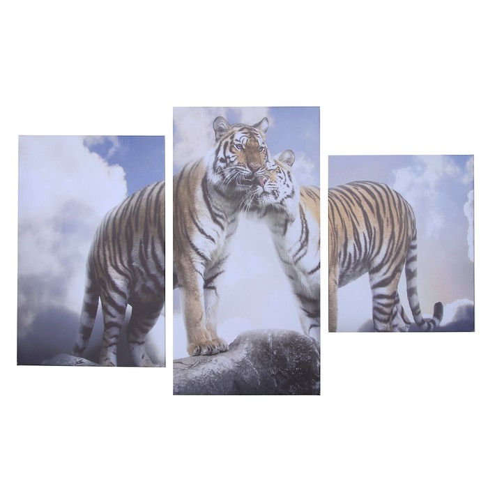 Модульная картина "Влюбленные тигры"  26х31, 26х50 и 26х40,  78*50 см