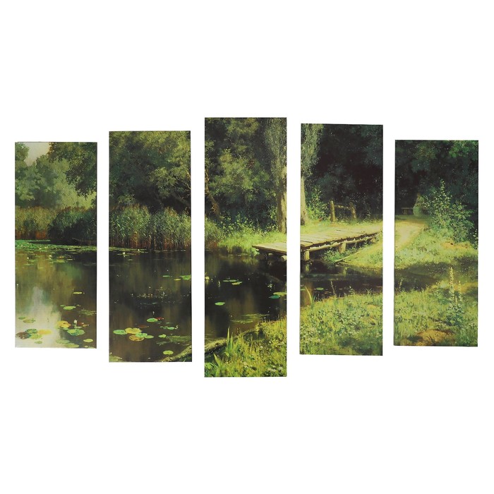 Модульная картина "Речка летом"  80х25, 71х25, 71х25, 63х25,63х25,  125*80 см
