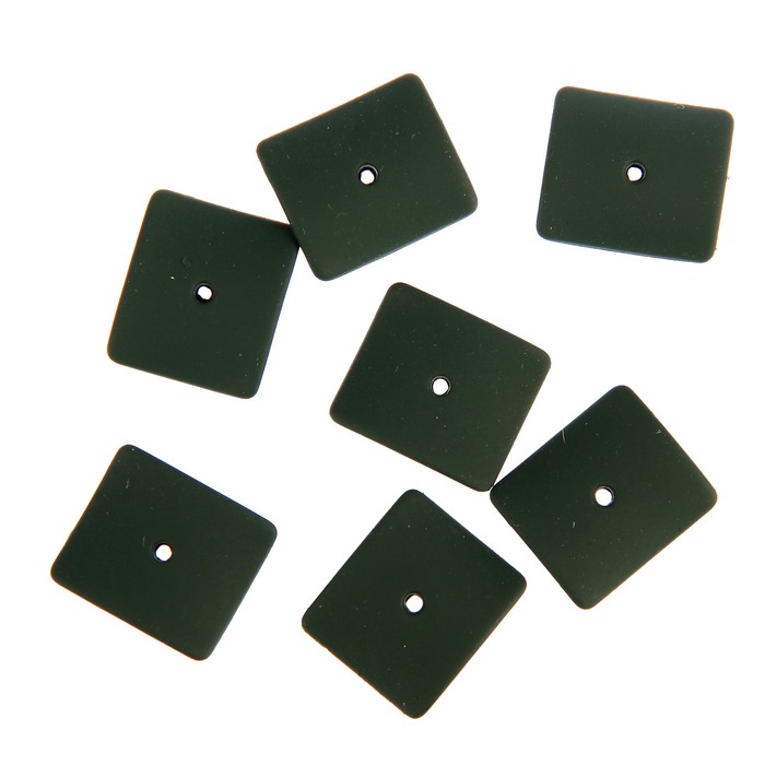 Набор прорезиненных бусин "Квадрат" зелёный 10 гр, 2х2х0,3 см