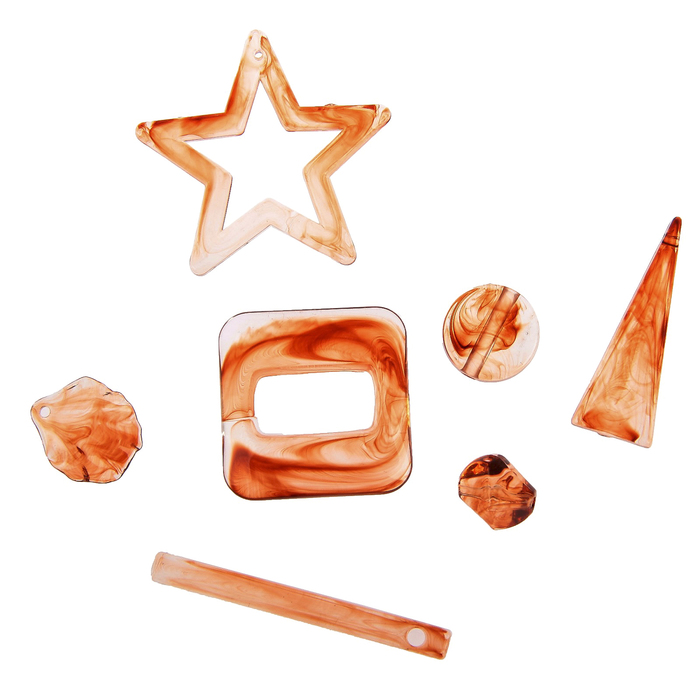 Набор пластиковых бусин "Фантазия" коричневый 10 гр, от 1 до 4 см