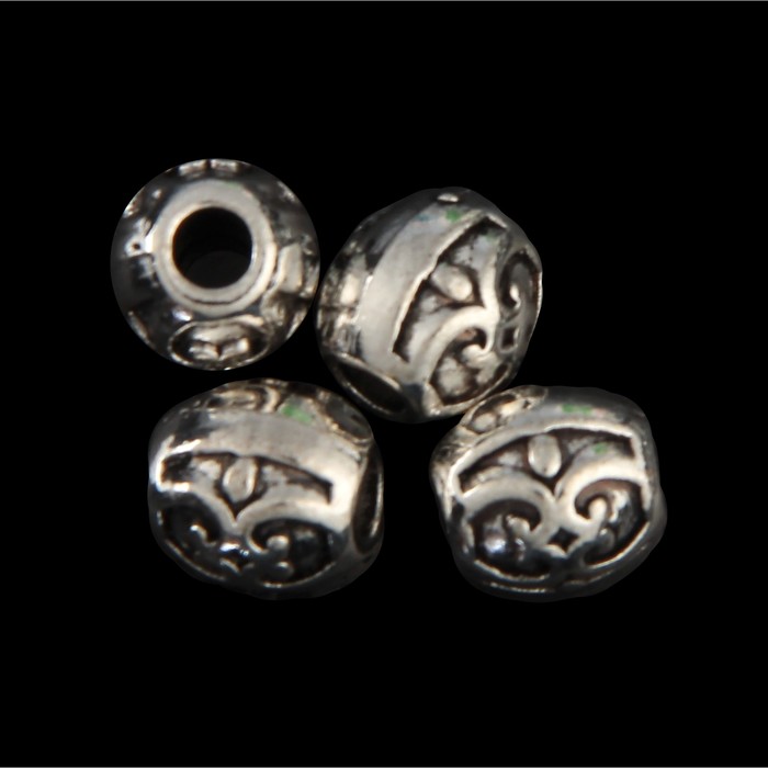 Набор металлических бусин в стиле этно, серебро d=1 см, 10 гр. (4 шт)