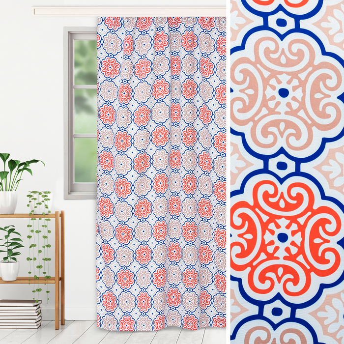 Штора портьерная "Этель" Дамаск цвет синий 130х250 см, блэкаут, 100% п/э