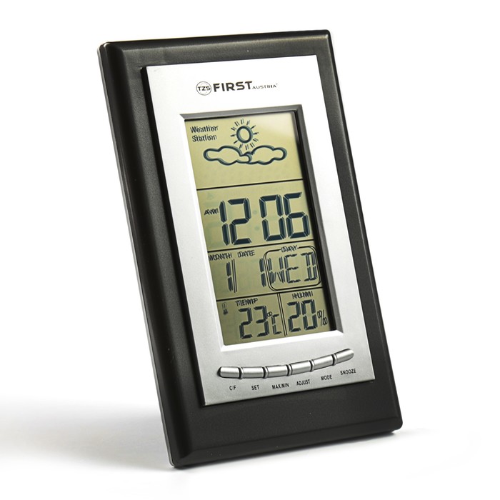Метеостанция FIRST FA-2460 Silver with irow, часы, будильник, комнатная темп., влажн., черно