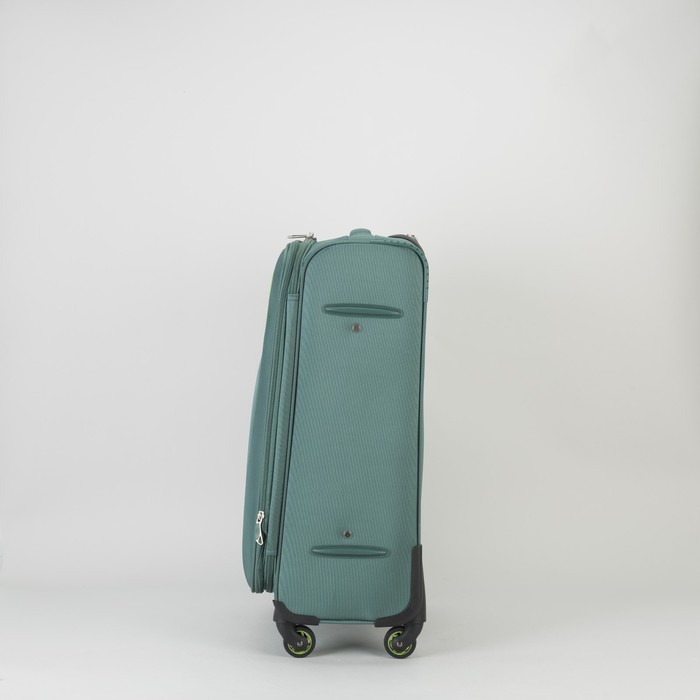 Чемодан средний с расширением 24", отдел на молнии, наружный карман, 4 колеса, кодовый замок, цвет изумрудный