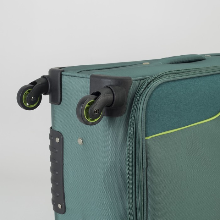 Чемодан средний с расширением 24", отдел на молнии, наружный карман, 4 колеса, кодовый замок, цвет изумрудный