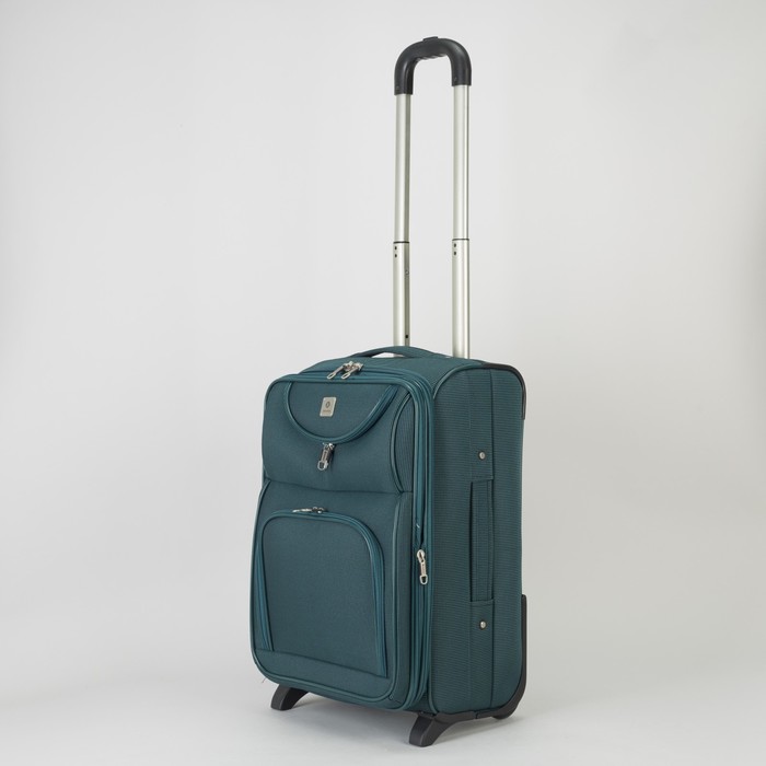 Чемодан малый с расширением 20", отдел на молнии, 2 наружных кармана, 2 колеса, цвет бирюзовый