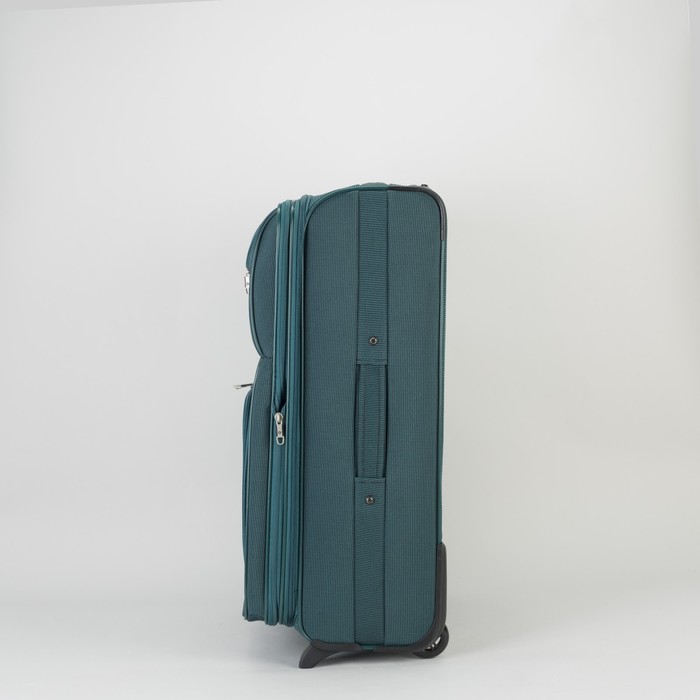 Чемодан большой с расширением 28", отдел на молнии, 2 наружных кармана, 2 колеса, цвет бирюзовый