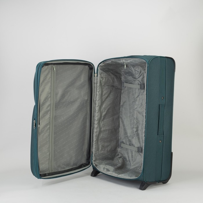 Чемодан большой с расширением 28", отдел на молнии, 2 наружных кармана, 2 колеса, цвет бирюзовый