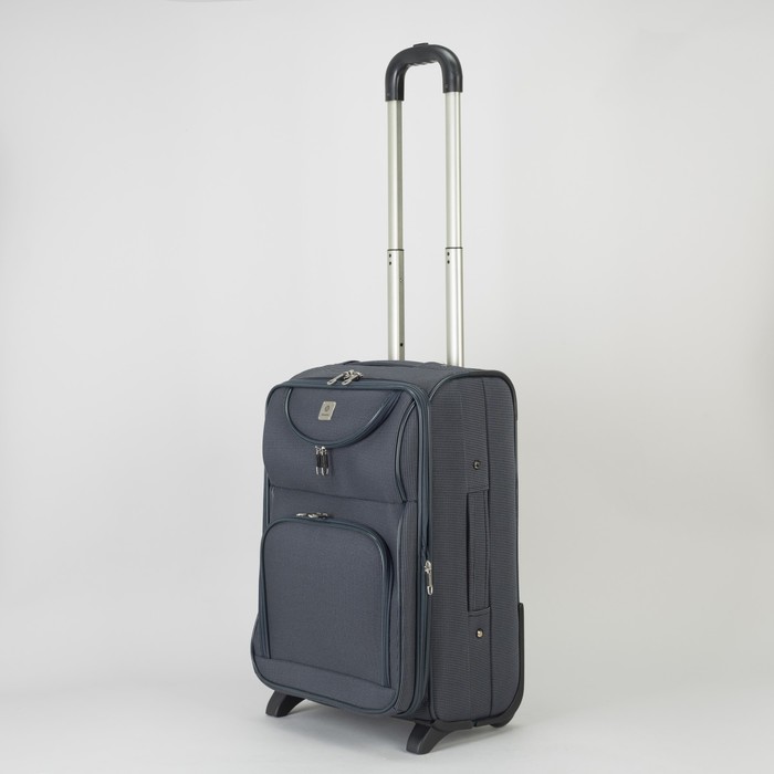 Чемодан малый с расширением 20", отдел на молнии, 2 наружных кармана, 2 колеса, цвет серый