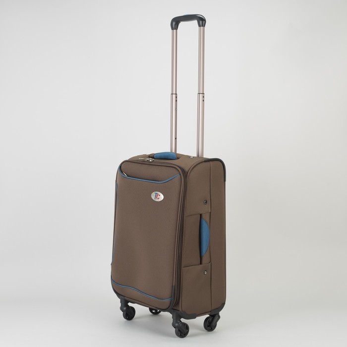 Чемодан малый с расширением 20", отдел на молнии, 4 колеса, цвет коричневый