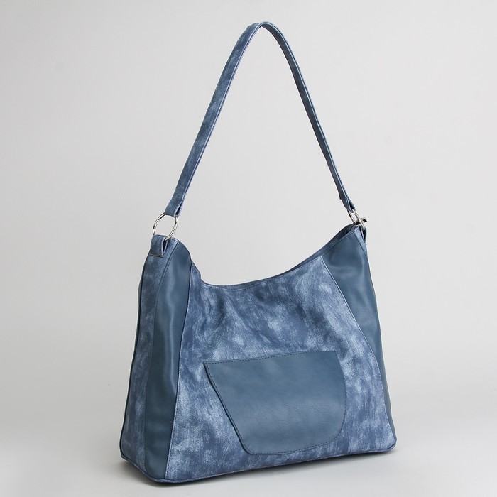 Сумка женская, отдел на молнии, 2 наружных кармана, цвет синий джинс