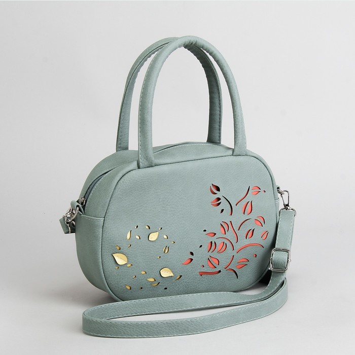 Сумка женская на молнии, 1 отдел, наружный карман, регулируемый ремень, цвет мятный