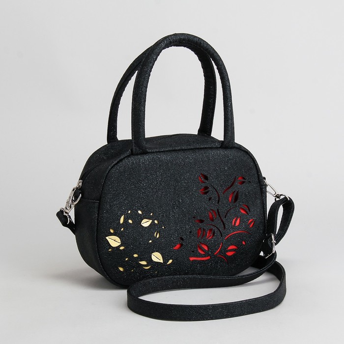 Сумка женская, отдел на молнии, наружный карман, регулируемый ремень, цвет чёрный