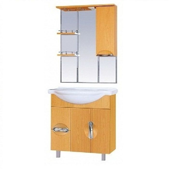 Шкаф-зеркало Misty "Глория 85", правый, с подсветкой, цвет бук