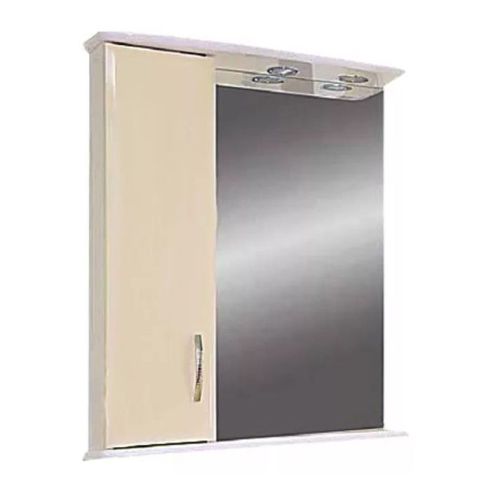 Шкаф-зеркало Misty "Астра-60", с подсветкой, левый, бежевый