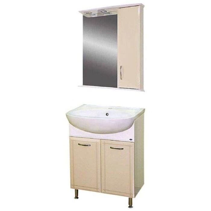 Шкаф-зеркало Misty "Астра-60", с подсветкой, правый, бежевый