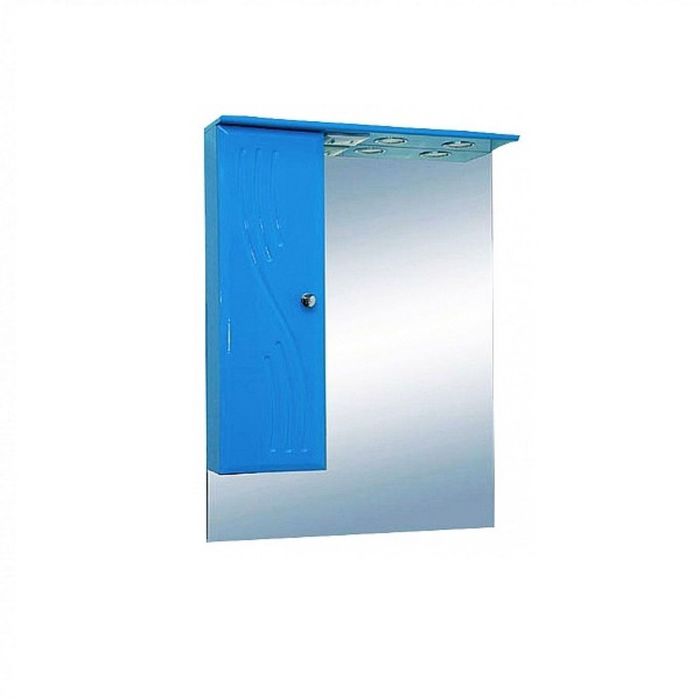 Шкаф-зеркало Misty "МИСТИ-50", с подсветкой, левый, голубой