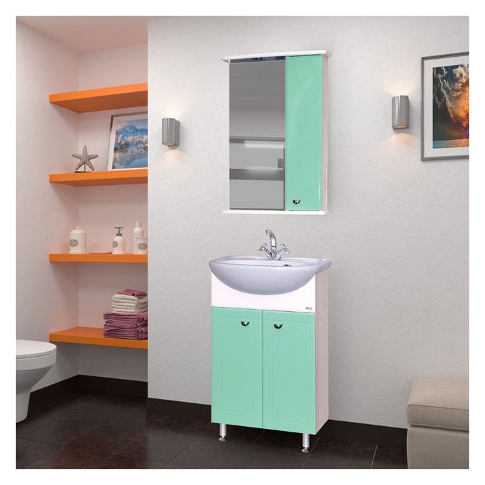 Тумба с раковиной Misty "Уют-50", прямоугольная, салатовая