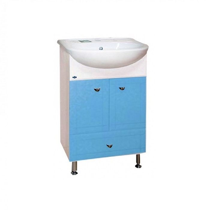 Тумба с раковиной Misty "Уют-50", с нижним ящиком, голубая