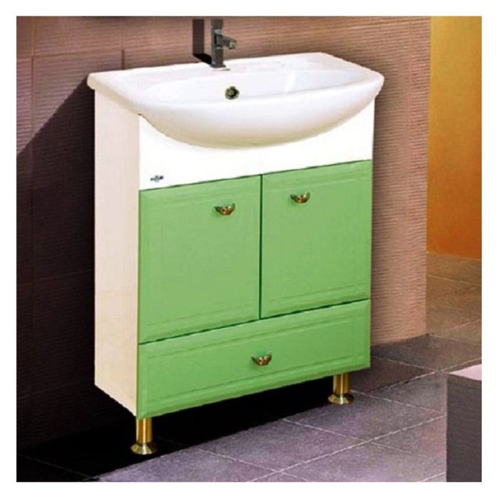 Тумба с раковиной Misty "Уют-50", с нижним ящиком, салатовая