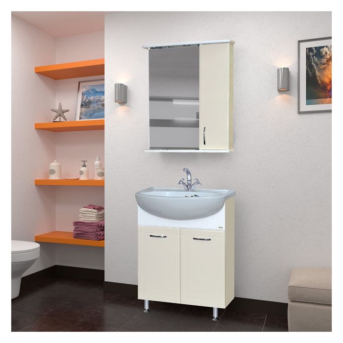 Тумба с раковиной Misty "Уют-60",, прямоугольная, бежевая