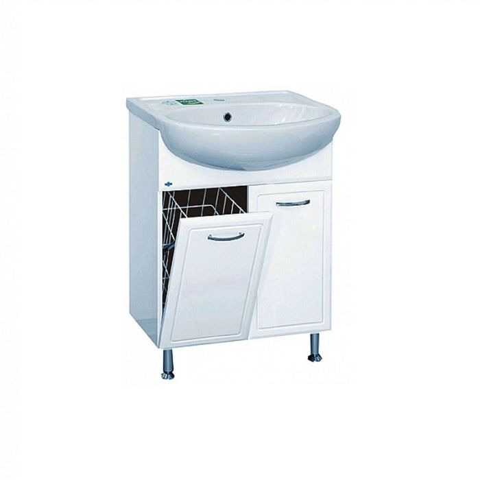 Тумба с раковиной Misty "Гретта-60", прямоугольная, с бельевой корзиной