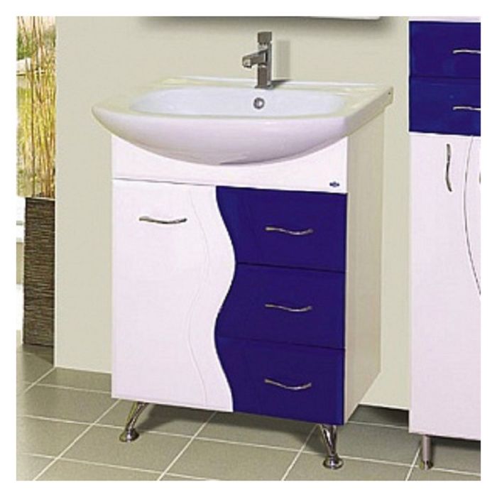 Тумба с раковиной Misty "Лагуна-65", 3 ящика, синяя