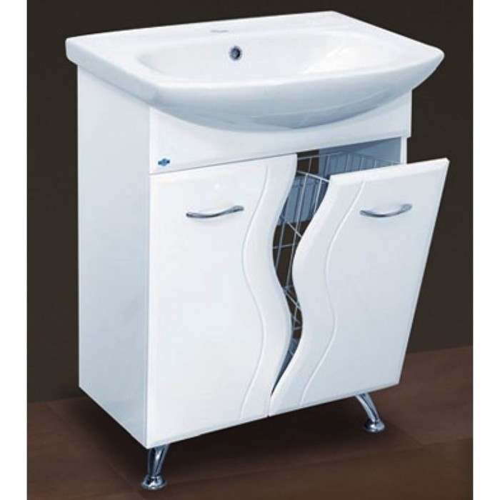 Тумба под раковину Misty "Лагуна-65", прямоугольная, с бельевой корзиной