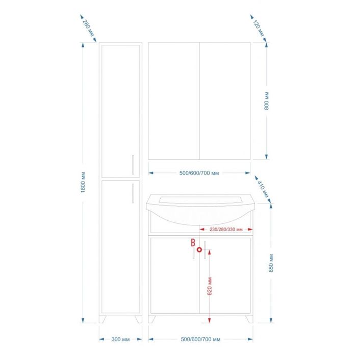Шкаф-зеркало Misty "Лада-60"