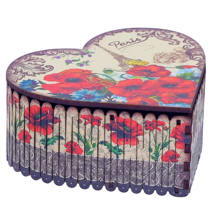 Шкатулка-сердце "Париж" 12.5х12х5.5см