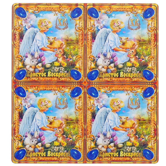 Магнит пасхальный деревянный "Ангел с ягнёнком" 4в1
